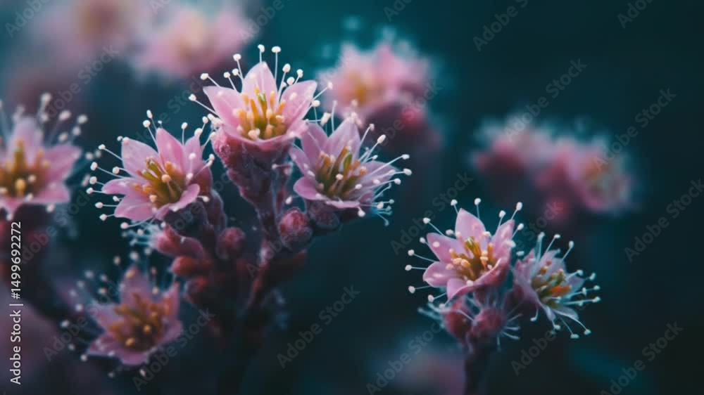 Pink saxifrage blossoms in twilight Pink saxifrage blossoms in twilight
