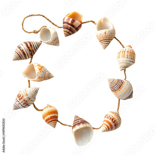 Chic Shell Anklet with Elegantly Arranged Natural Shells Isolated on Transparent Background