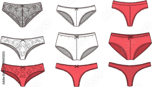 Vector illustration. Set of women's underwear
