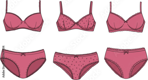 Vector illustration. Set of women's underwear
