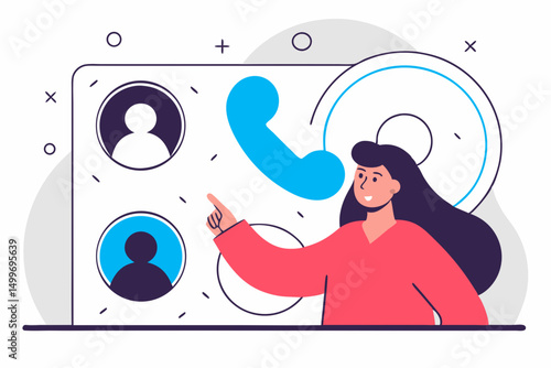 Woman with communication icons around her