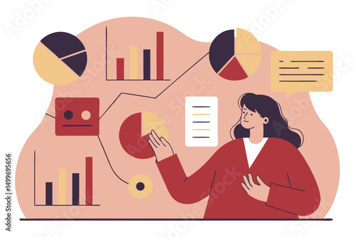 Woman presenting charts and graphs on board