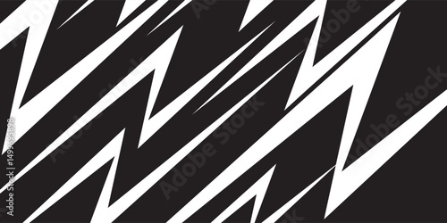 Abstract black and white background with spikes and zigzag line pattern