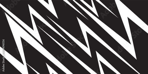Abstract black and white background with spikes and zigzag line pattern