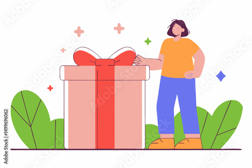 Woman giving gift box