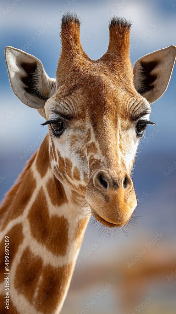 Obraz premium Giraffe Portrait Gentle Eyes Patterned Coat Natural Beauty