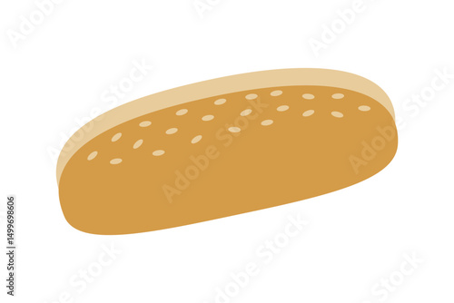 Colorful Hand Drawn Hot Dog Bun with sesame seeds BBQ Celebrations or Culinary cards design element