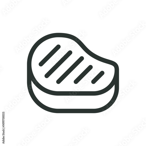 Beef steak line icon, grilled steak vector symbol with editable stroke