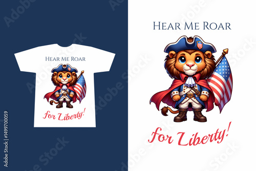 Fotografie Hear Me Roar Patriotic Lion for Liberty USA Design