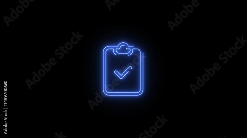 Glowing neon line Blank notebook icon isolated on black background 4k animation Video
