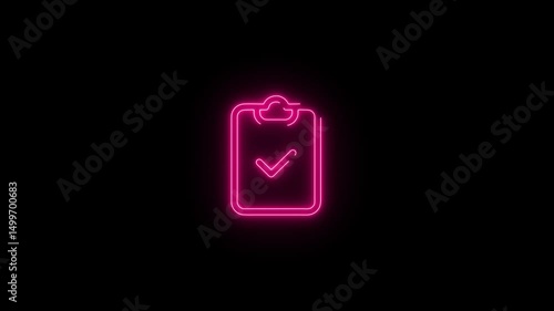 Abstract neon line Blank notebook icon isolated on black background 4k animation Video