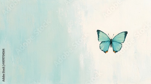 Elegant Blue Butterfly on Soft Painted Background, Nature, Serenity, Transformation