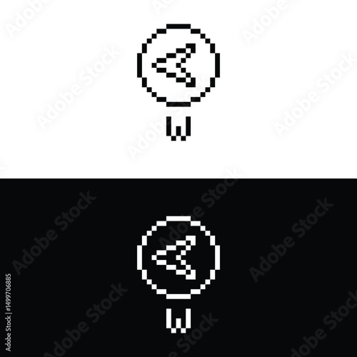 west icon 8 bit, pixel art  compass navigation symbol  icon  for game  logo