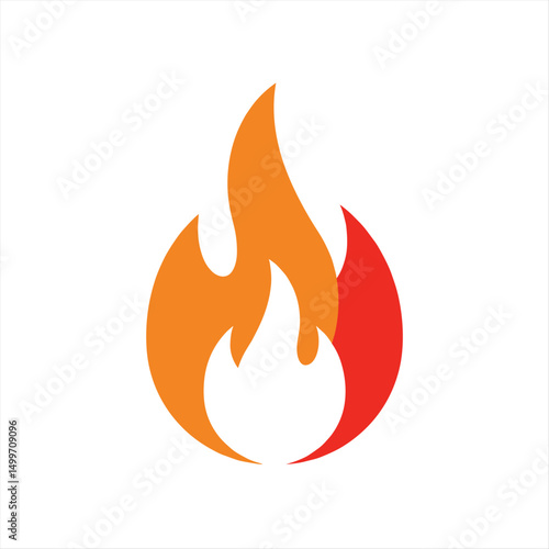 Fire flame vector illustration. High quality fire emoticon isolated on white background