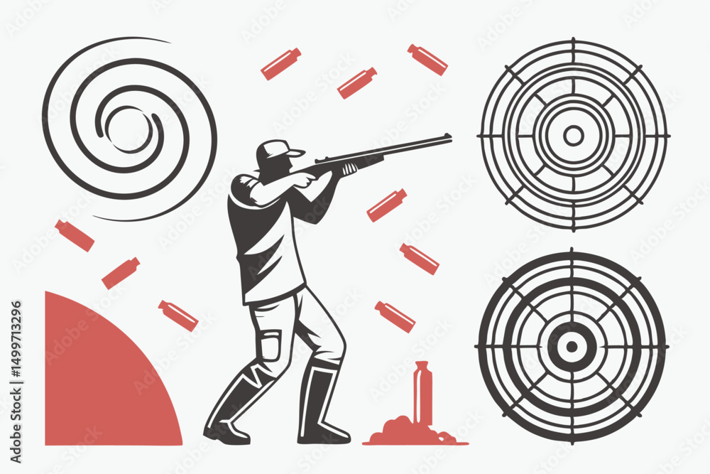 Man with target aiming for business success with dart in the bullseye Man with target aiming for business success with dart in the bullseye