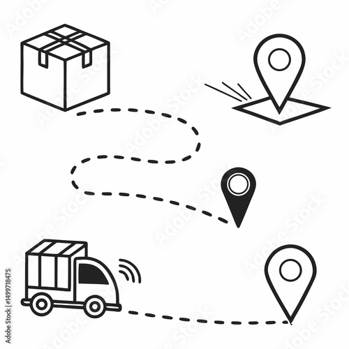 Delivery truck route map package tracking gps location