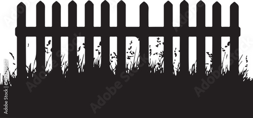 Fence Silhouette Vector Illustration on Transparent Background