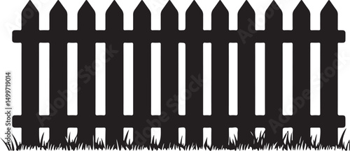 Fence Silhouette Vector Illustration on Transparent Background