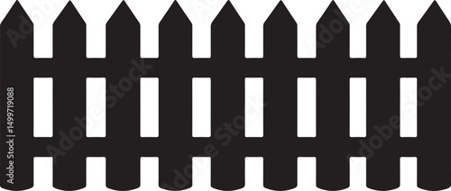 Fence Silhouette Vector Illustration on Transparent Background
