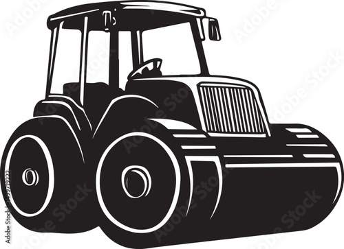 Road Vibratory Roller Road Roller Silhouette Vector Illustration on Transparent Background