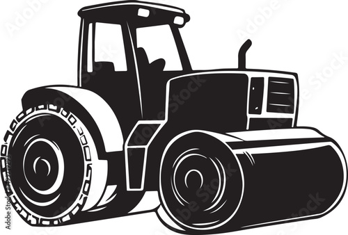 Road Vibratory Roller Road Roller Silhouette Vector Illustration on Transparent Background