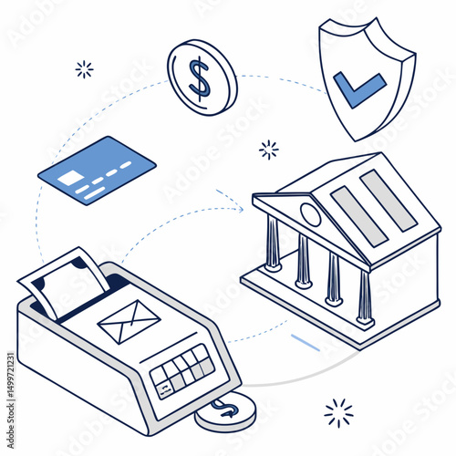 Secure online banking transaction payment system illustration