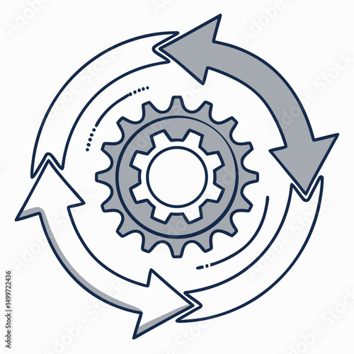 Continuous improvement cycle gear arrows process workflow