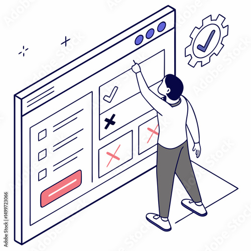 Person interacting with online checklist form interface design