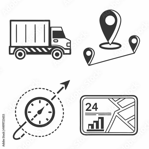 Delivery truck route tracking map time speed logistics