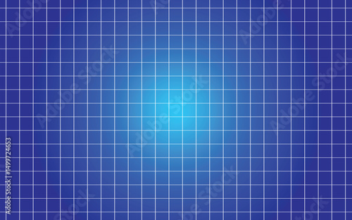 Blue Gradient Grid Background – Digital Blueprint Style with White Lines and Center Glow, vector grid line background