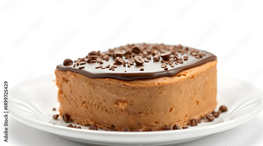 Delicious Mocha Chocolate Cake Topped with Coffee Beans and Rich Ganache on White Background – Perfect for Menus, Blogs, and Bakery Promotions Delicious Mocha Chocolate Cake Topped with Coffee Beans and Rich Ganache on White Background – Perfect for Menus, Blogs, and Bakery Promotions