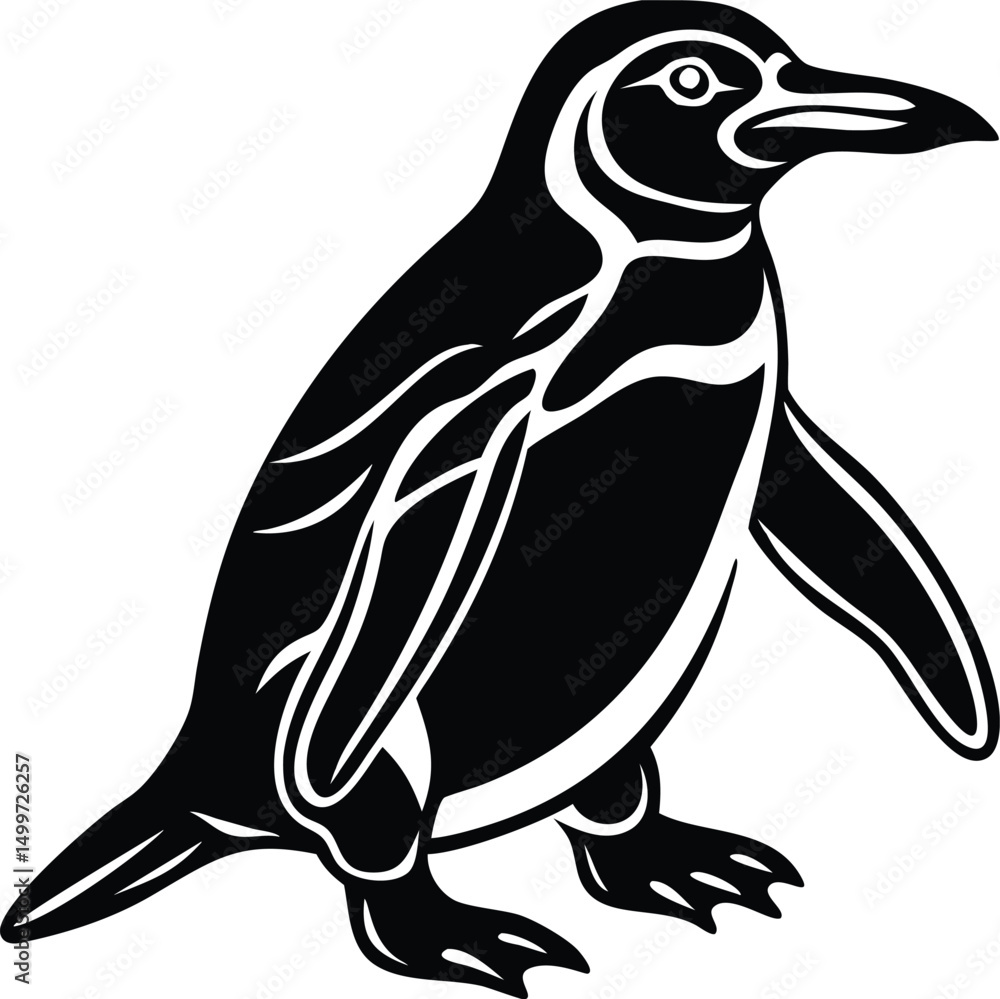 Fototapeta premium penguin silhouette isolated on white