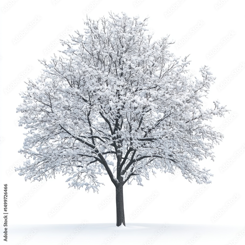 Obraz premium Snowy tree against white background (4)