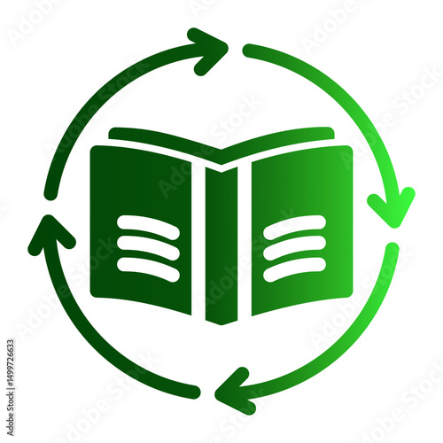 A cycle icon symbolizing sustainable and lifelong learning. Ideal for retraining and knowledge growth.