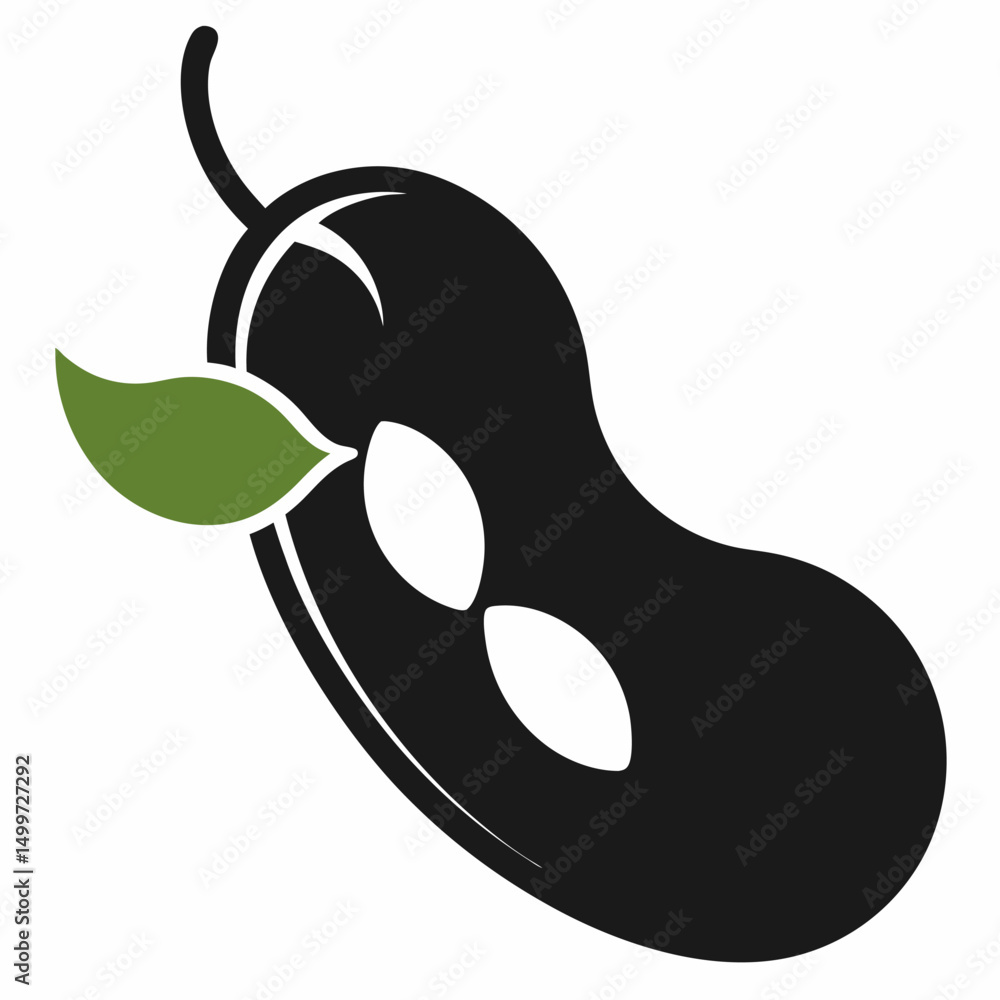 Fototapeta premium Lima bean Silhouette icon on white background