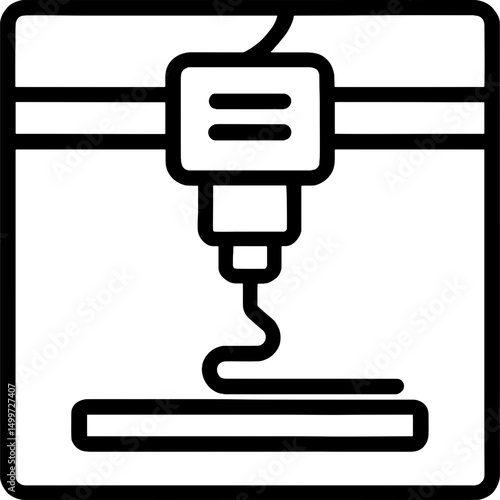Industrial 3D printer head vector icon