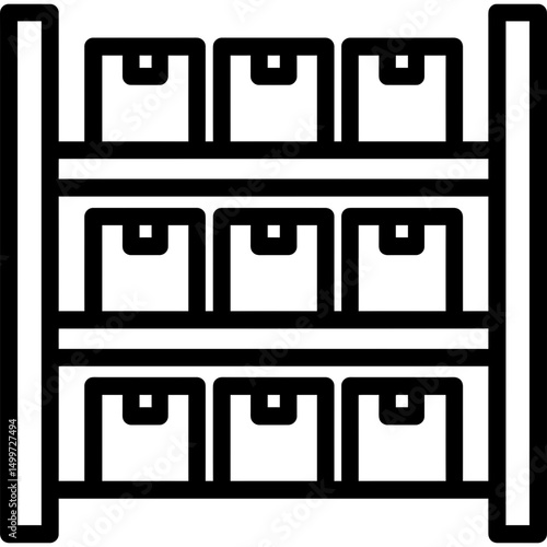 Minimal vector warehouse rack icon