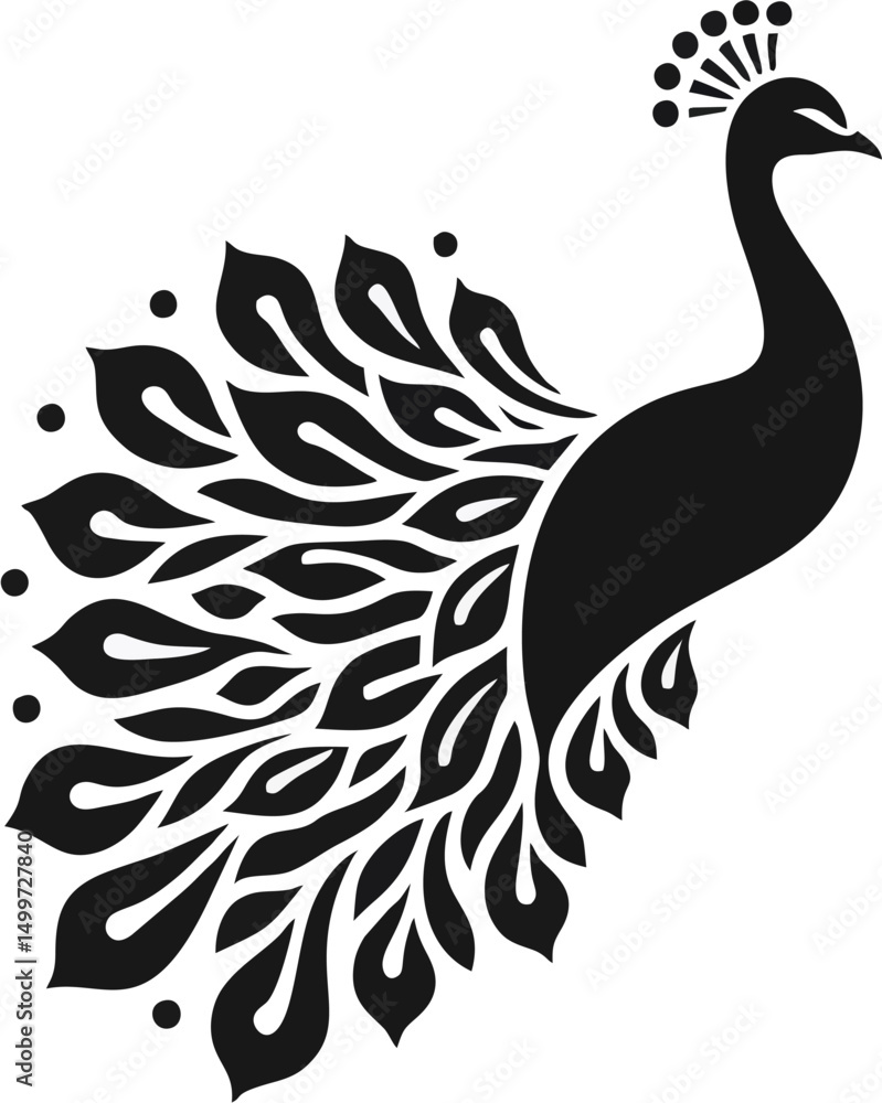 Obraz premium Peacock Mandala Logo - Intricate Peacock Shape Vector - Spiritual Love Design