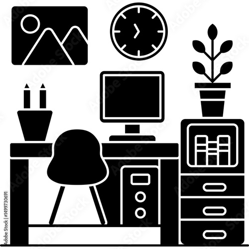 Creative Home Office Setup Icon
