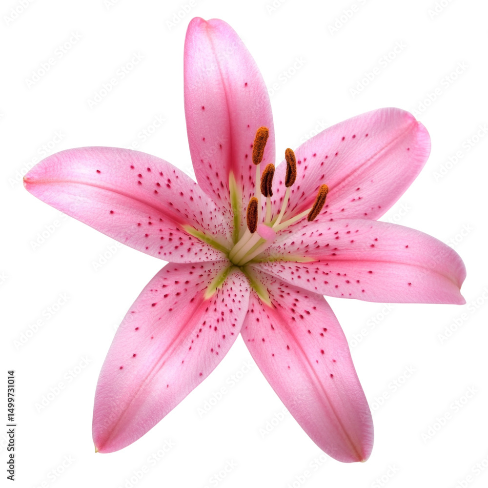 Naklejka premium Beautiful pink lily flower with delicate petals and vibrant details, perfect for floral arrangements or decoration
