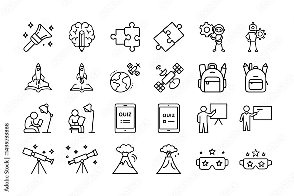 Fototapeta premium Learning Innovation and Technology Vector Icons svg outline icon set