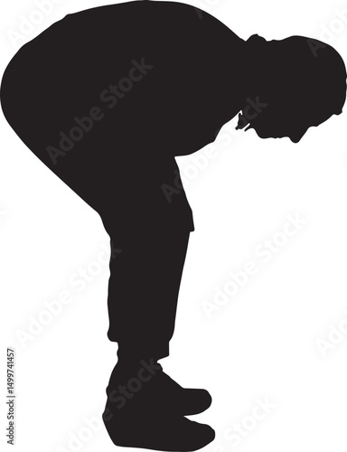  vector; silhouette of a woman woman bent over looking at the ground