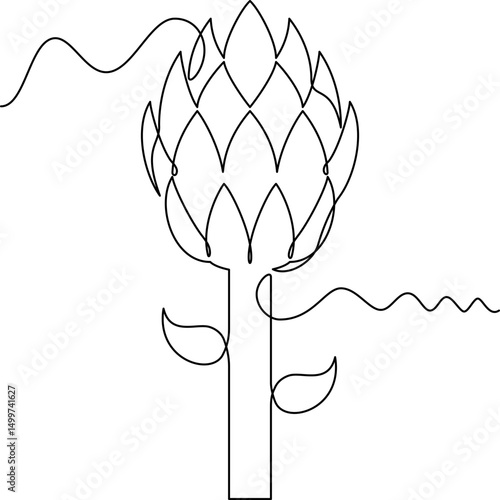 one line art Artichoke vector illustration. line art, one continuous line, simple, hand drawn and sketch style. for icons, symbols, signs or logos. PNG