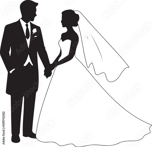Just Married Couple Silhouette

Bride & Groom Walking Hand in Hand

Wedding Day Kiss Vector Design

Elegant Wedding Couple Under Arch

Silhouette of Romantic Wedding Moment
