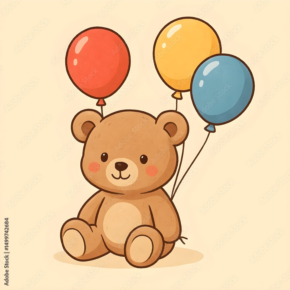 Naklejka premium teddy bear with balloons