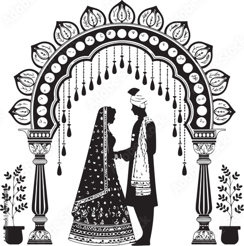 Just Married Couple Silhouette

Bride & Groom Walking Hand in Hand

Wedding Day Kiss Vector Design

Elegant Wedding Couple Under Arch

Silhouette of Romantic Wedding Moment