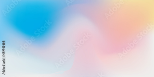 Abstract clear blue sky. Pastel rainbow. Light blue, pink and yellow color vector banner. Pastel gradient sky pattern. Blurred light fuzz colorful gradient background. Vector soft horizontal backdrop