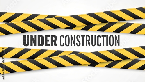 Illustration of a bold yellow and black striped under construction banner representing work in progress signage