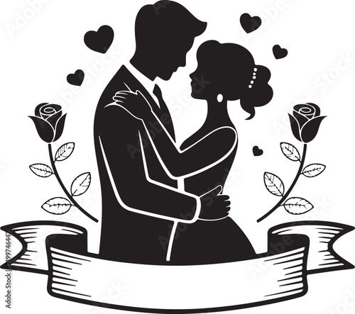 Just Married Couple Silhouette

Bride & Groom Walking Hand in Hand

Wedding Day Kiss Vector Design

Elegant Wedding Couple Under Arch

Silhouette of Romantic Wedding Moment