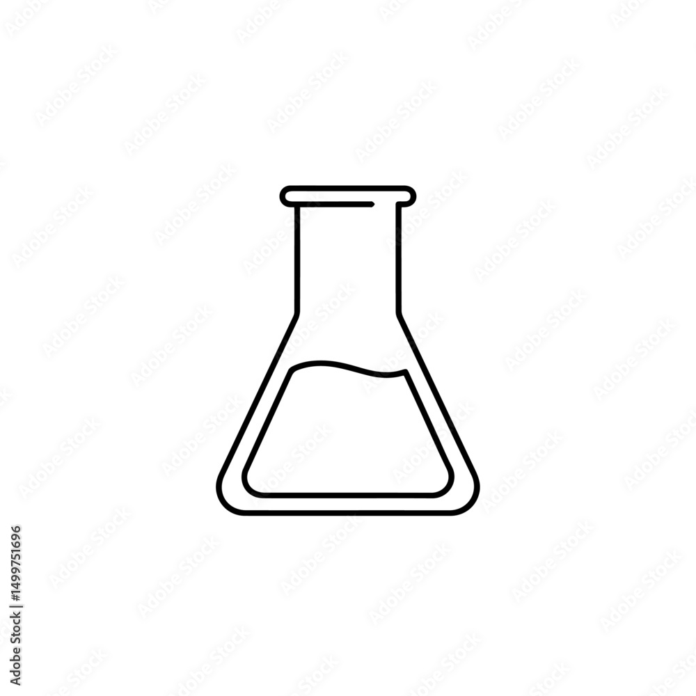Simple flask with liquid inside. Erlenmeyer flask illustration shows chemical liquid. This simple science image is perfect for educational materials, school projects, or science class posters. Simple flask with liquid inside. Erlenmeyer flask illustration shows chemical liquid. This simple science image is perfect for educational materials, school projects, or science class posters.